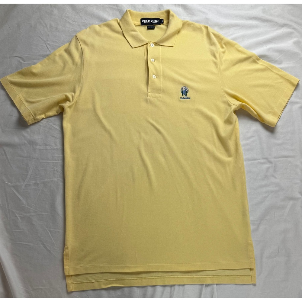 Ralph Lauren Polo Golf Yellow Debordieu Short Sleeve Polo Shirt Mens L